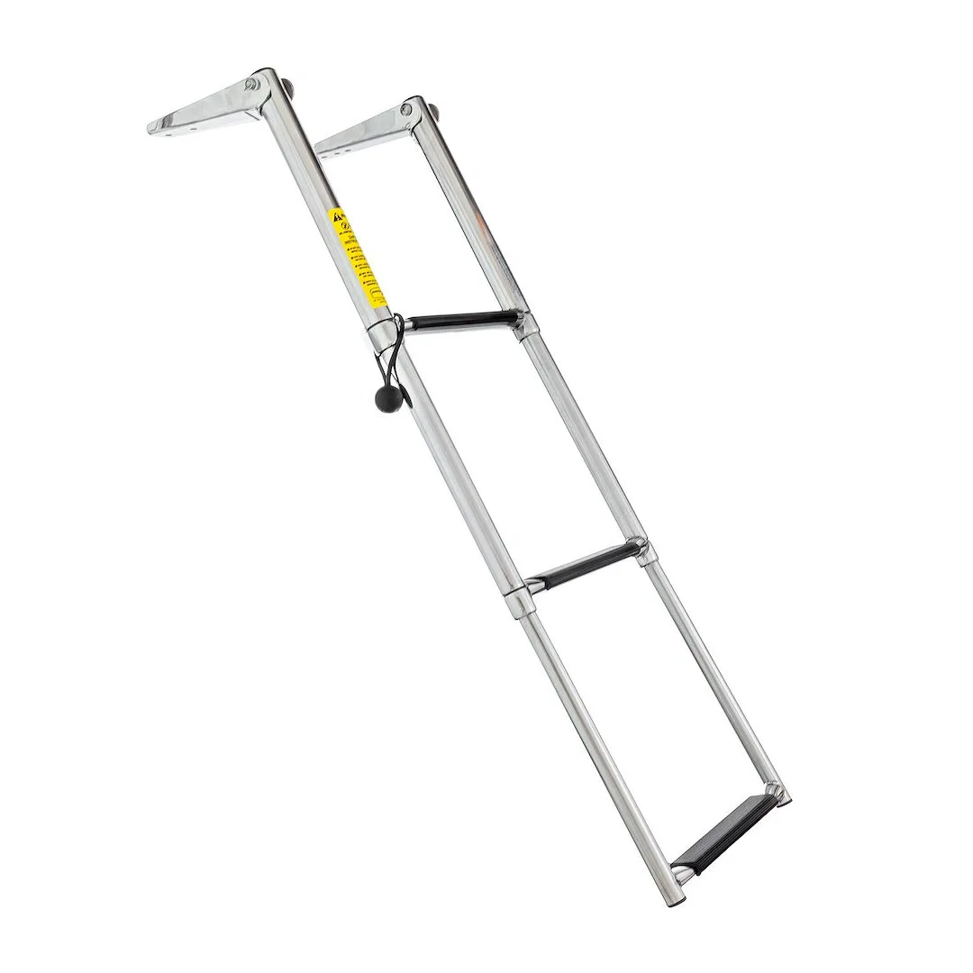 19616-61 – ATTWOOD MARI Boat Ladder, Over Platform Ladder 3 Step Permanent Mount Telescoping Folding 400 Pound Load C...